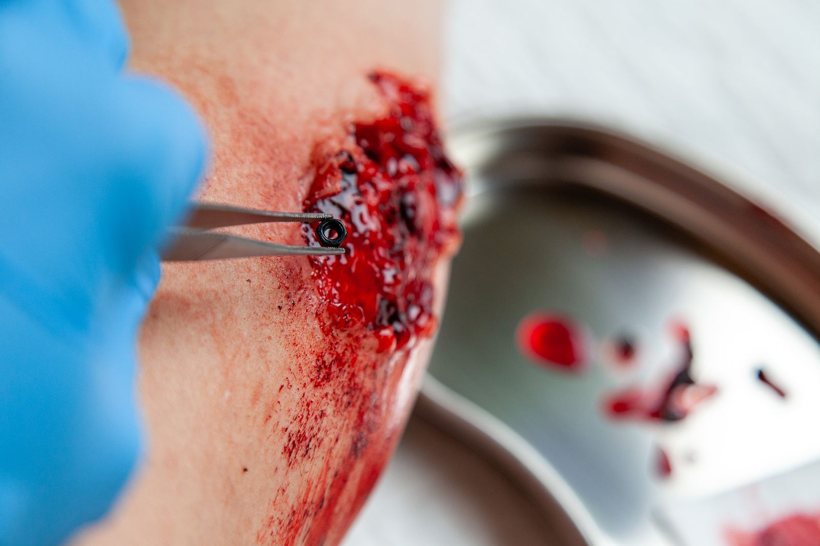 Trauma moulage training in progress
